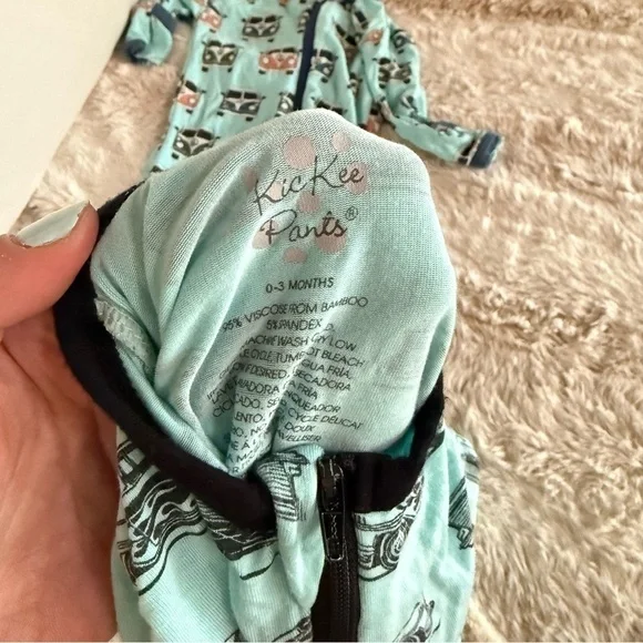 Kickee Pants Print Footie With Zipper Summer Sky Hot Rod Size 0-3 months - Picture 3 of 5